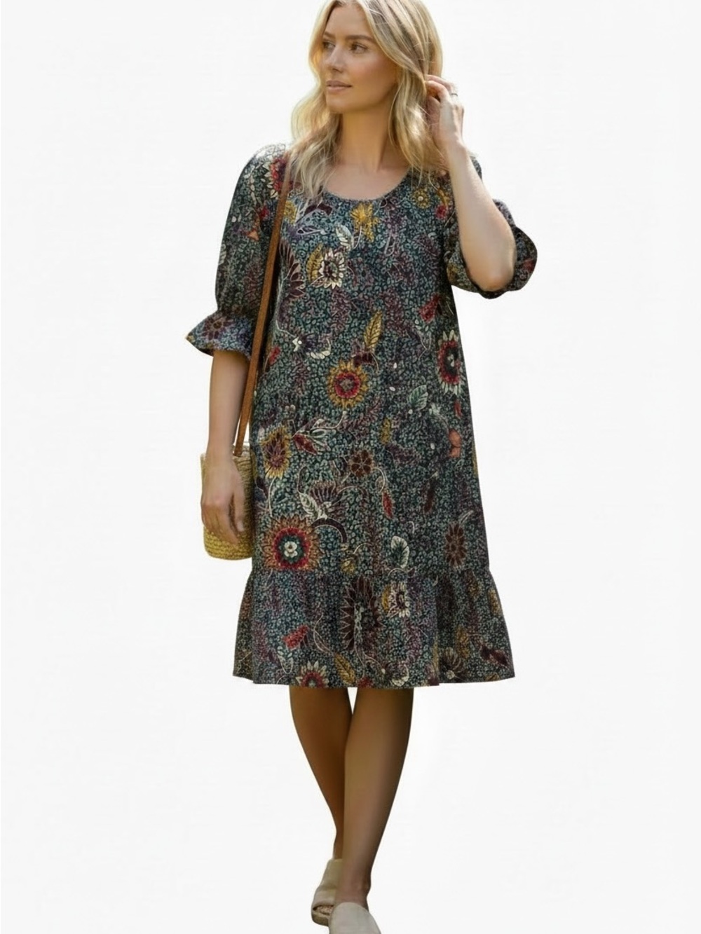 Madewell Boho Floral Mini Dress XS Tassel Tie Back Drop Waist Ruffle Hem